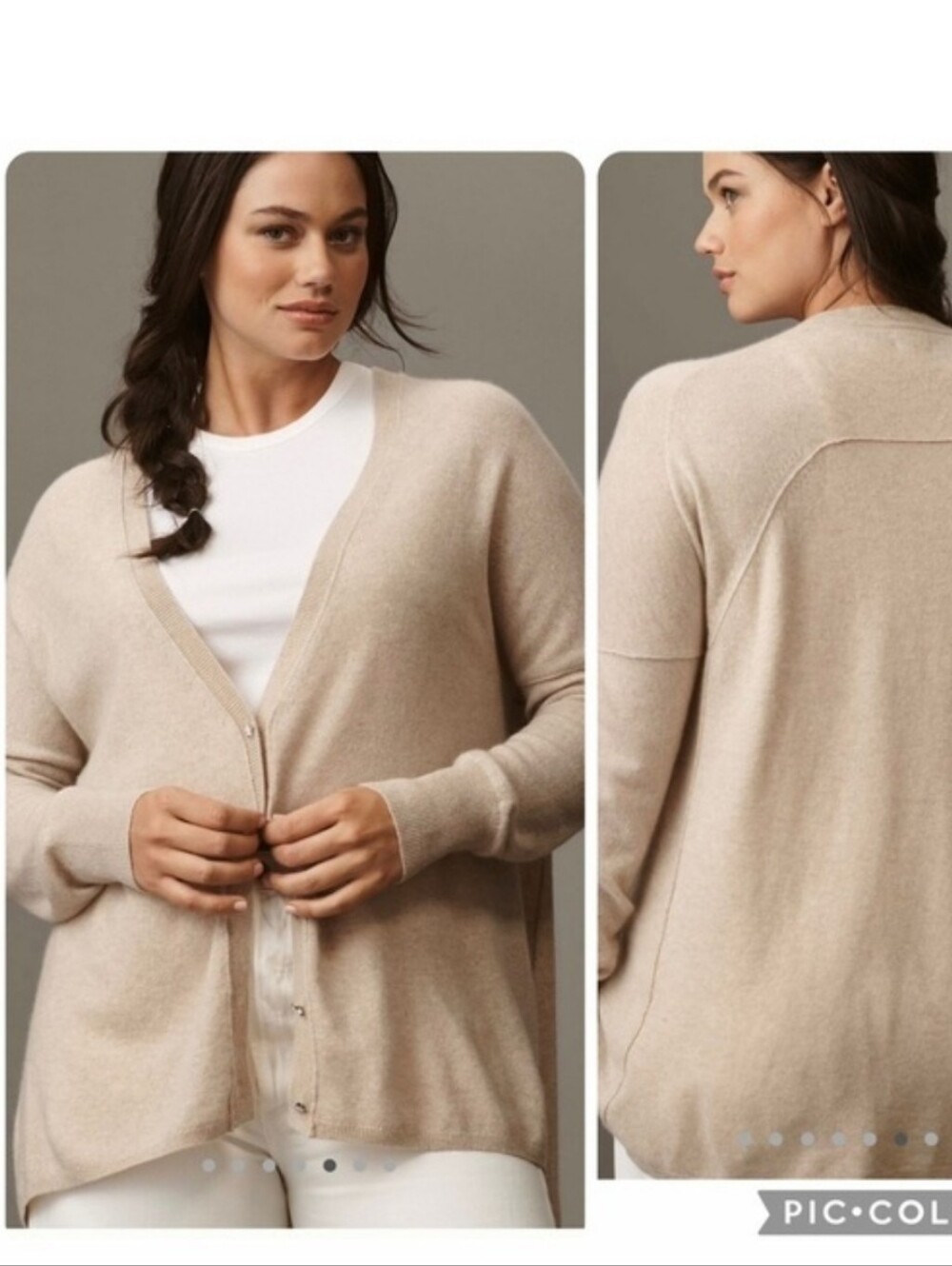 Anthropologie Women's Cream Button-Front Sweater Cardigan